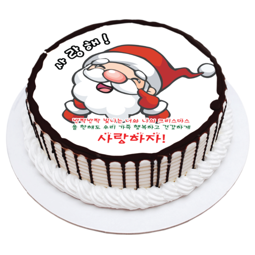 크리스마스 산타클로스 DIY 케이크 만들기 재료 식용포토종이 케익 시트 1호